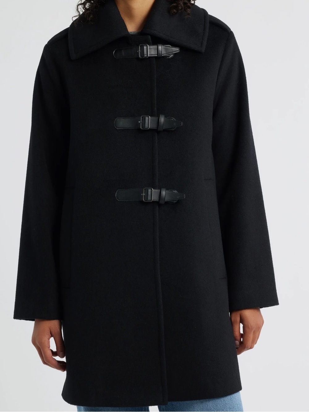 Bernardo Buckle Detail Melton Wool Blend Coat